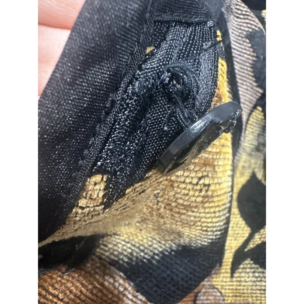 Coldwater Creek XL Reversible Jacket Floral Jaquard Button Brown Black Artsy